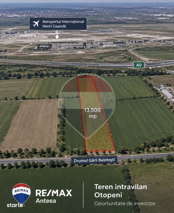 Teren intravilan 13.500 mp Otopeni | Aeroport | Drumul Gării Balotești