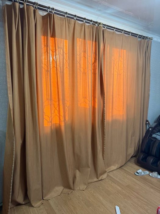 Шторы плотные бежевые