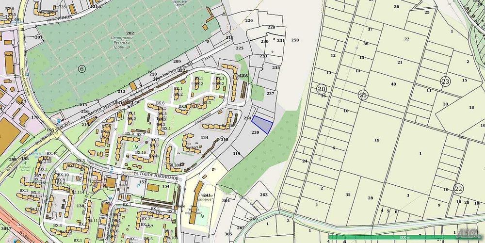 Продава ПАРЦЕЛ 2050 кв.м. за средно строителство, Русе, Чародейка - Юг