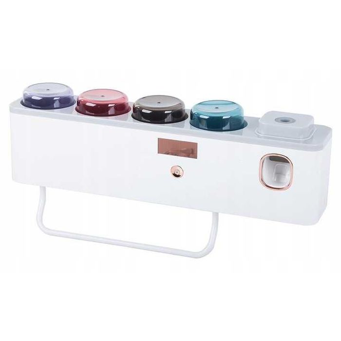 Suport pentru periute de dinti UV cu dozator automat de pasta de dinti