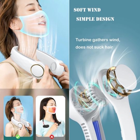 Mini ventilator portabil tip colier, reîncărcabil