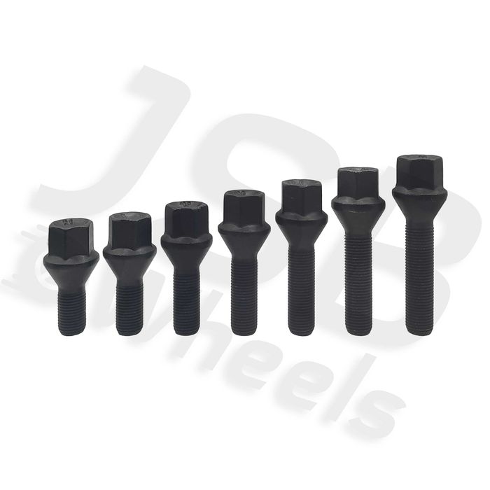 Prezoane negre jante aliaj M12x1.25 30mm Alfa,Fiat,Peugeot,Citroen