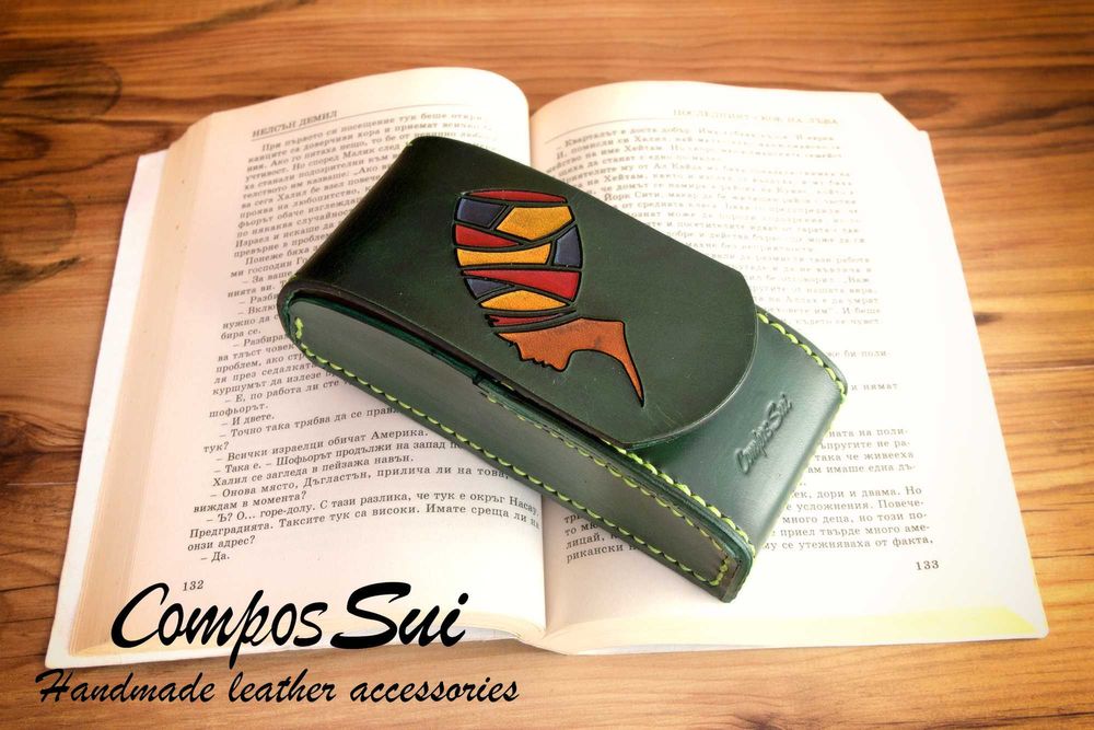 Калъф за очила от естествена кожа, ръчна изработка