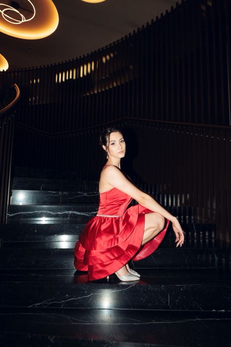 Официална бална червена рокля