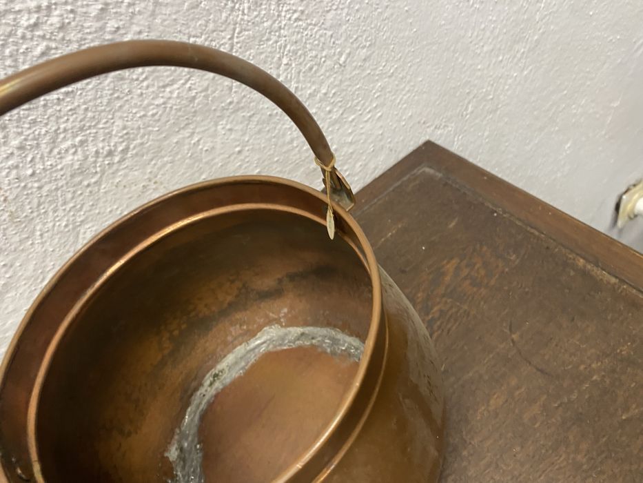 Меден съд котле с дръжка Франция 1940 1960 меден казан