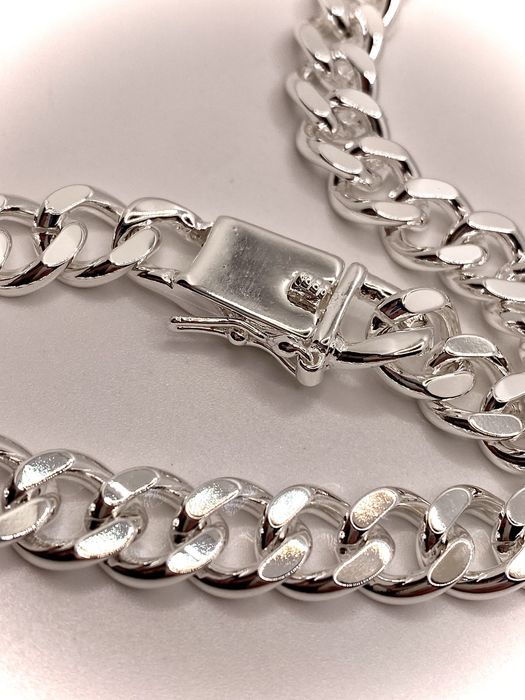 Lant Cuban din argint solid 925, Rodinat, 50cm, 72grame