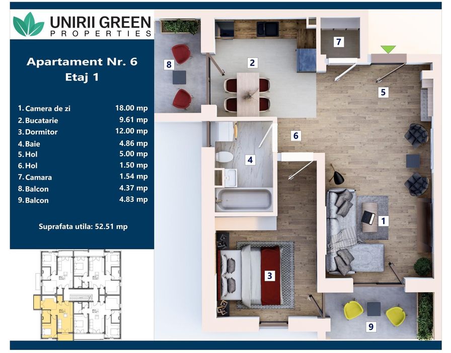 Apartamente cu 2 camere direct de la dezvoltator