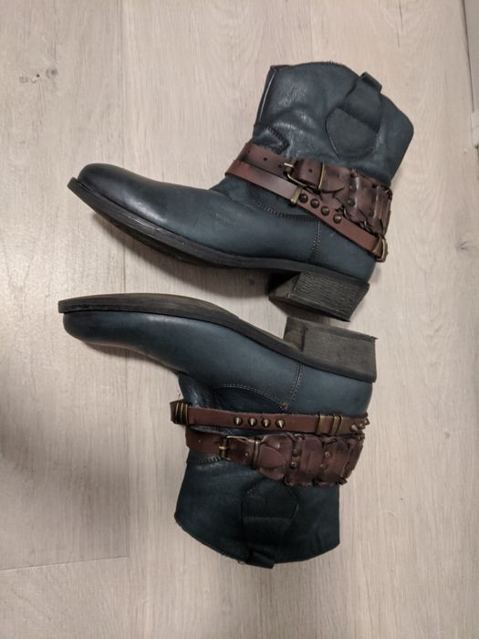 Botine/ciocate piele, culoare  verde Torry măr 39