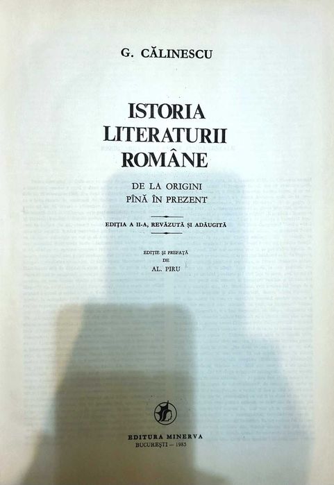 Istoria Literaturii Romane de la Origini pana in Prezent -G. Calinescu