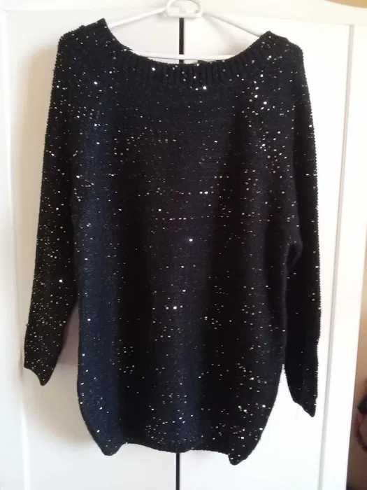 Черен пуловер с пайети и трикотажна туника / UNIQLO Japan