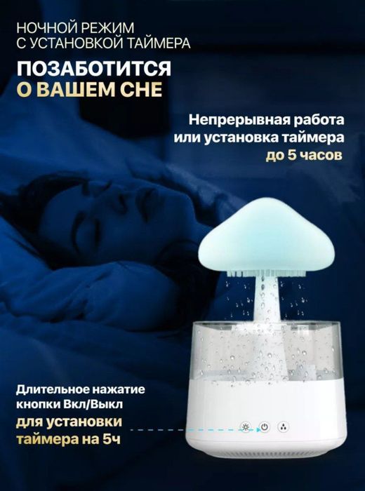 Увлажнитель воздуха Гриб 3в1 аромадиффузор ночник