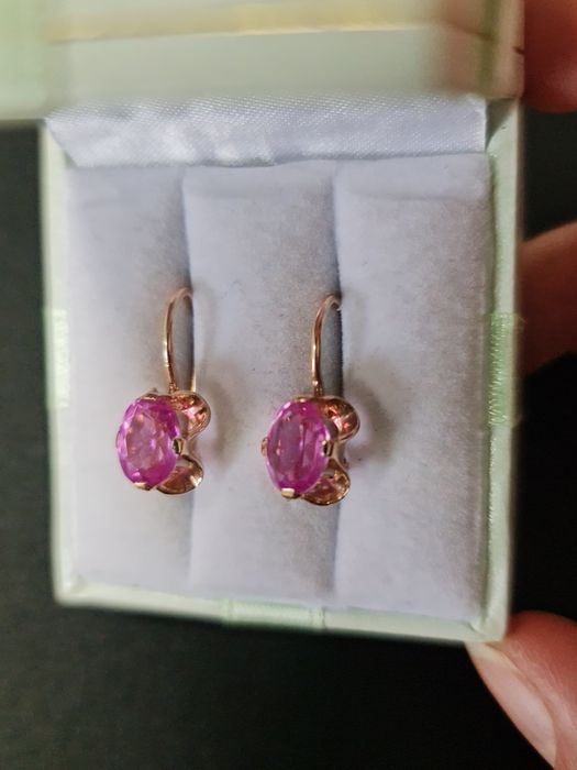 Золотые советские серьги с рубином