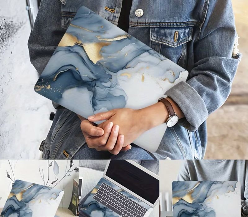 Декоративная наклейка для ноутбука (стиль светлый мрамор) пленка