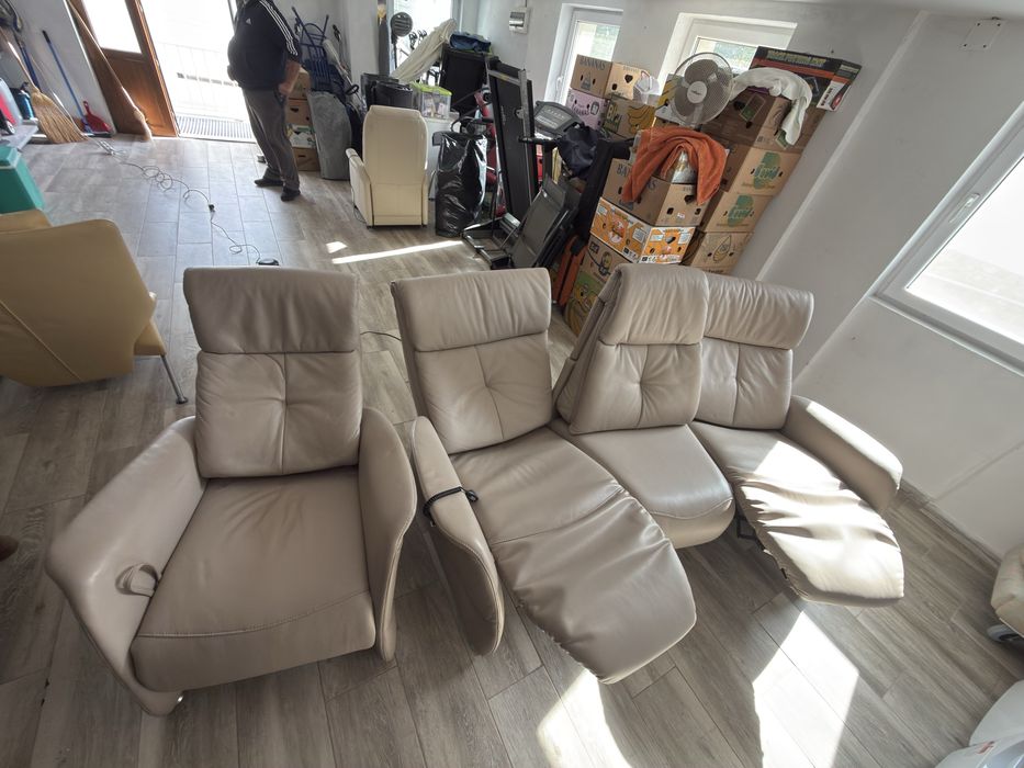 Set Cinema Home Premium – 3 Fotolii Recliner Electrice, Piele Naturală