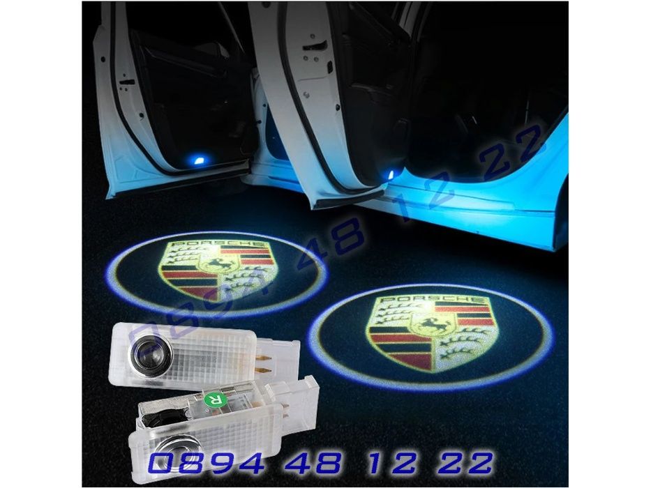 ЛЕД Светещо Лого Проектор Врата Автомобил Кола Проектори Porsche Порше