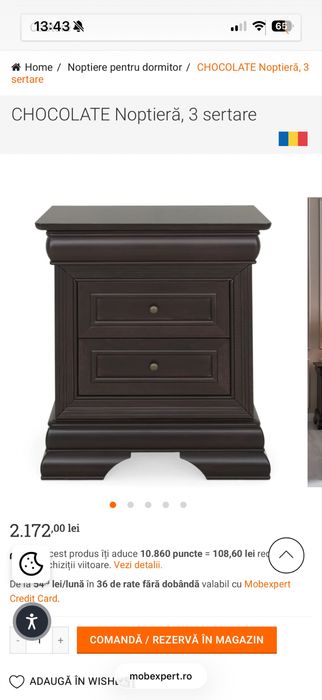 2 Noptiere Mobexpert Chocolat – lemn masiv, stare foarte bună