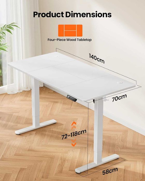 LIVRARE GRATUITA - Birou reglabil electric 140x70 cm – standing desk cu memorie, office