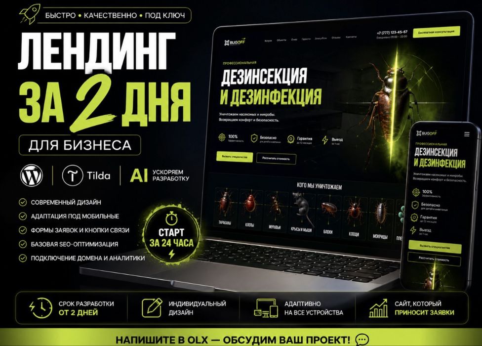 Лендинг под ключ за 2 дня