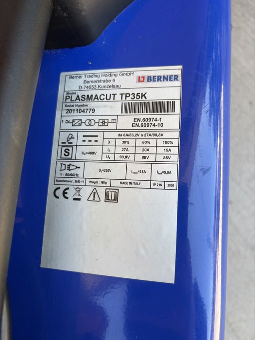 Монофазна плазма за рязане Berner Plasmacut 30A