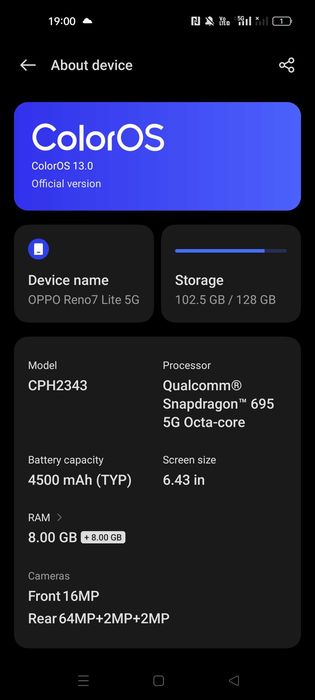 OPPO Reno7 Lite, Cosmic Black