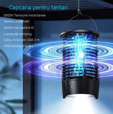 Lampa anti insecte, aparat anti tantari, 10W, tensiune 2000V, 3600mAh