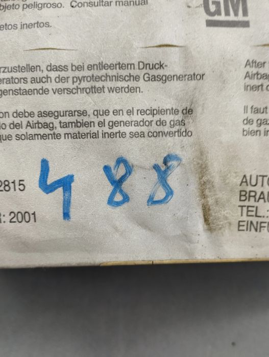 Airbag pasager 90 561 111 Opel Astra 2001 1.6 MT (75 hp)