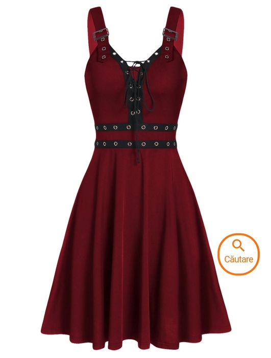 Rochie rosie scurta goth