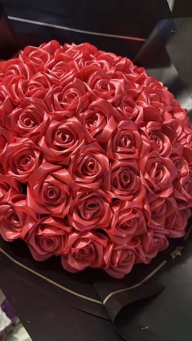 Цветы атласных лента букет 51 шт