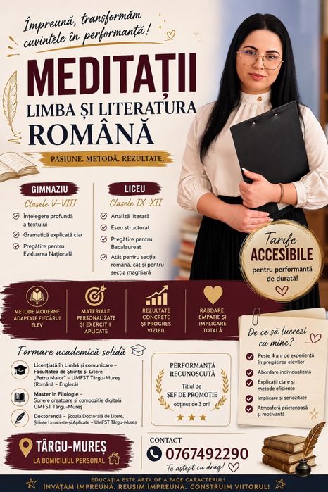 Meditații la Limba şi literatura română fizic şi online