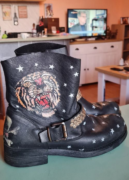 T'letisse#made in Italy# боти # естествена кожа # черепи#rock boots #