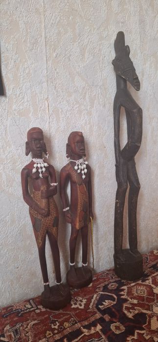 2 ръчно изработени африкански дърворезби