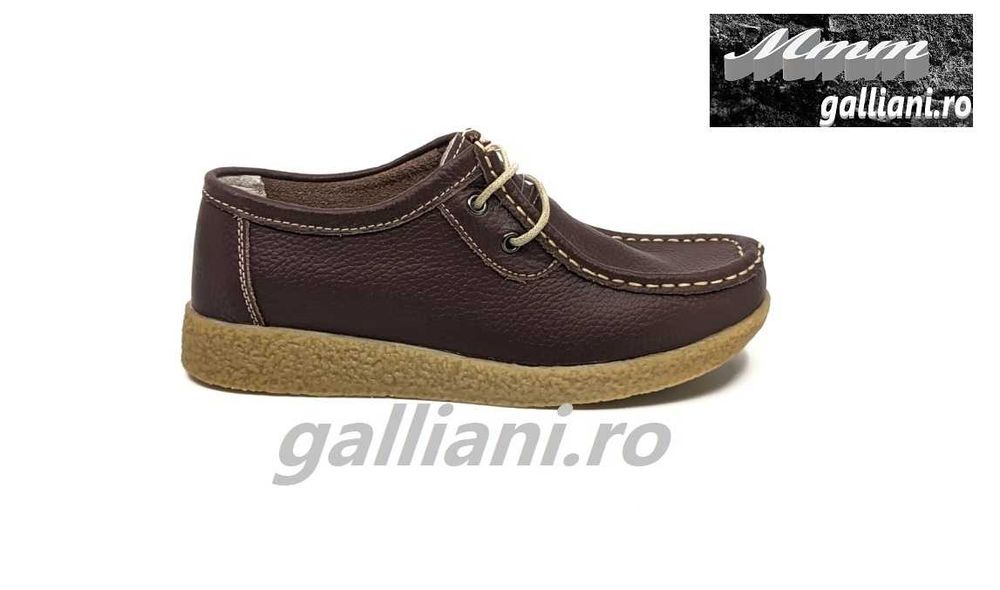 Pantofi casual maro cu siret-talpa crep-dama