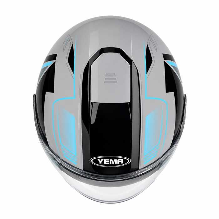 Мото каска YEMA 662-2 Jet - XS, S, M, L, XL - Сиво/Синьо