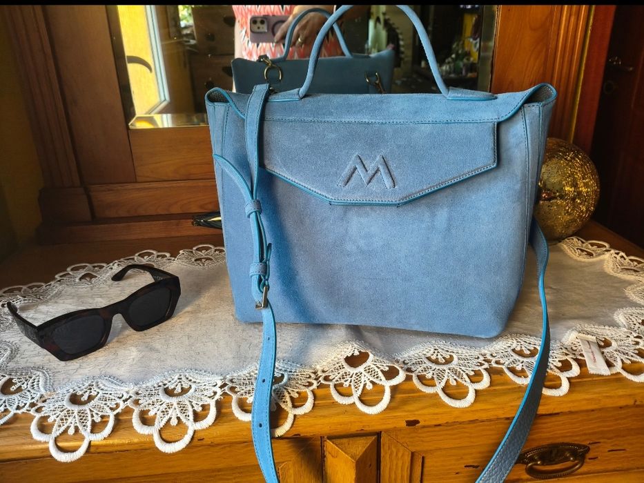Geantă Monday Maxi Capri Blue Velur, Laura Maxim