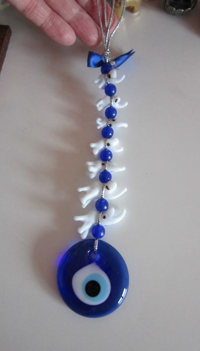 cadou rar feng shui Ganesha Evil Eye Elefanti sticla  India 1990