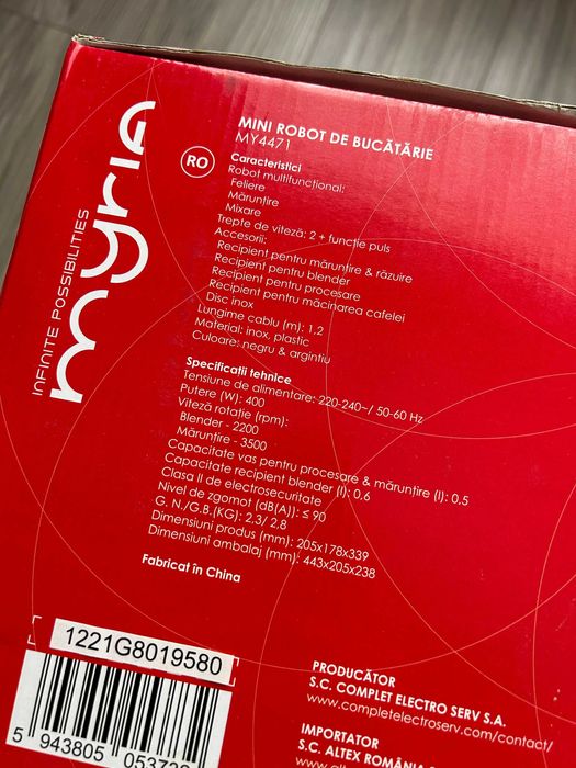 Robot de bucatarie NOU Myria MY4471, 400W, rasnita, chopper si blender