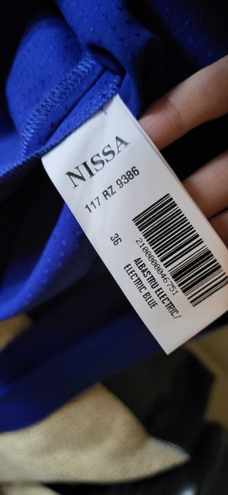 Rochie eleganta albastru belumarin Nissa cu nasturi aurii