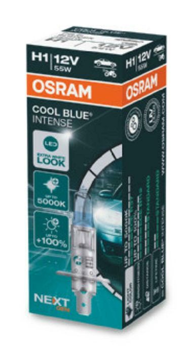 Bec H1 Osram 64150CBN 12V; 55W; Cool Blue Intense; cu pana 100% mai multa lumina; albastru; P14.5s; Omologare: ECE; pana la 250 h; Fascicul luminos