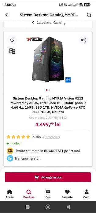 Vând unitate și monitor de gaming