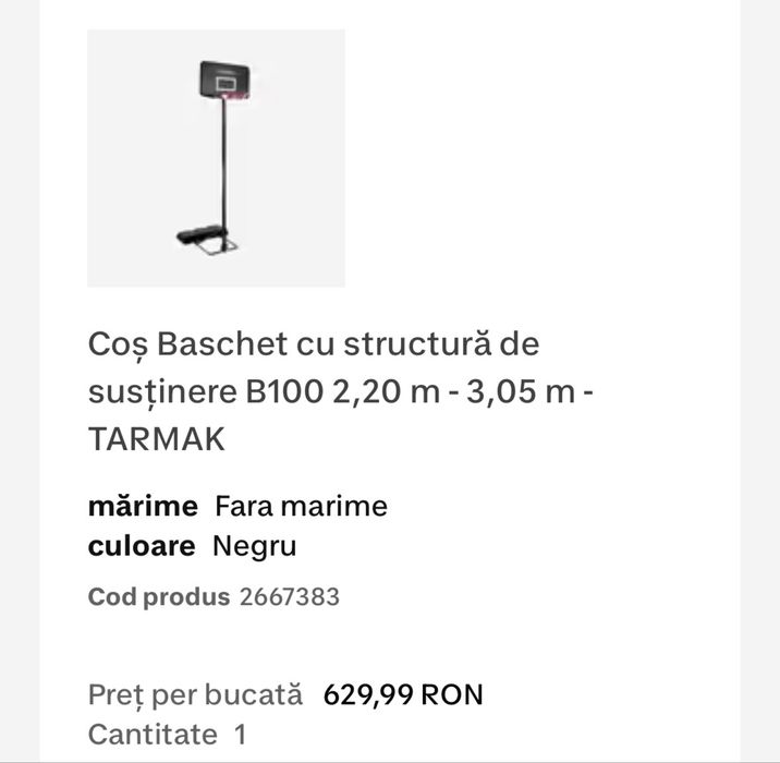 Cos baschet Tarmak B100