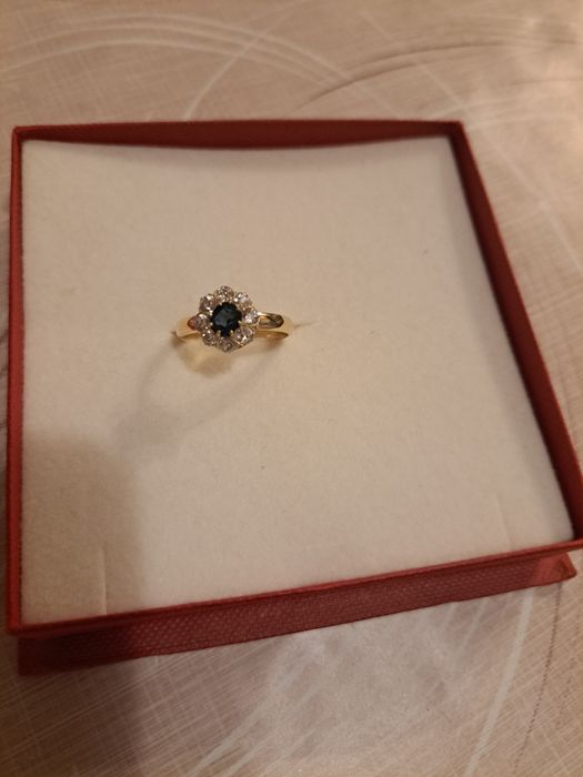 Inel aur cu safir si diamante