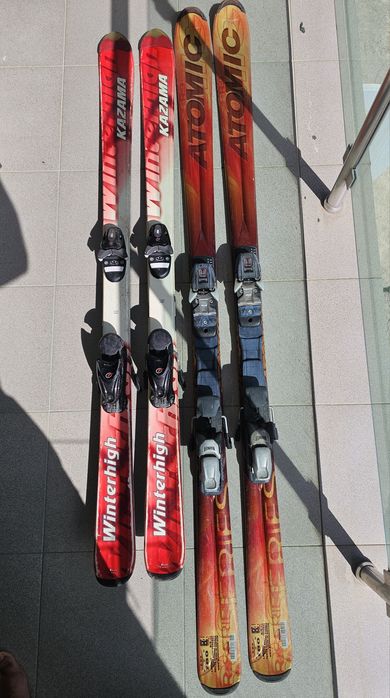 Ски 150см Kazama, 180см Atomic. Щеки и ски обувки Rossignol