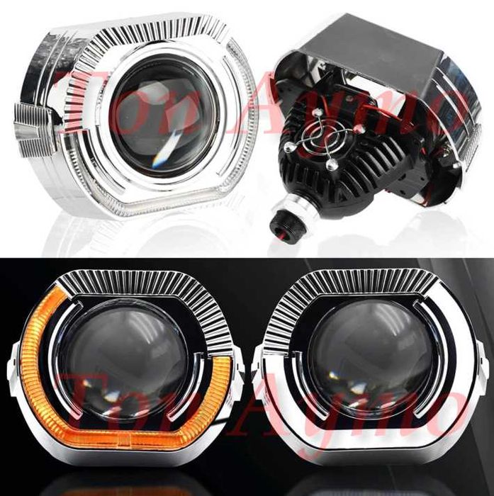 Декоративни Капачки 2,5'' и 3'' Angel eyes DRL Дневни Бяло и Оранжево