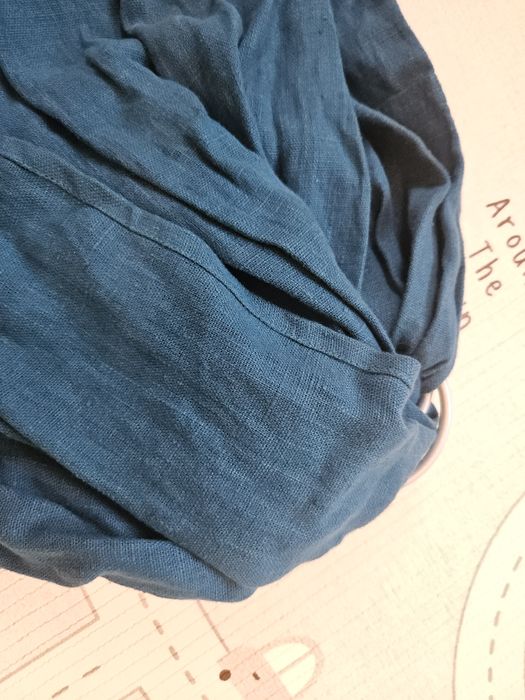 Слинг с халки Little Frog размер М (2,1m) 100% ЛЕН Deep Aqua