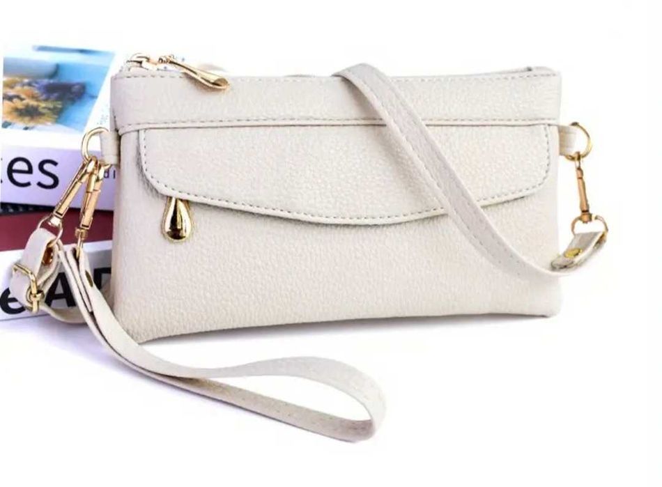 Нова дамска чанта-клъч с къса и дълга дръжка