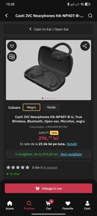 Casti jvc ha np4ot b u sigilate