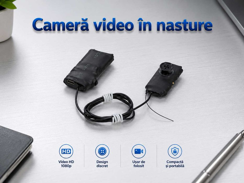 Camera Video in Nasture cu Casca de Copiat Fara Telefon - Casti Copiat