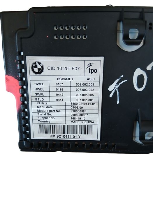 Display/ Navigatie Bmw 5 Vi Gran Turismo F07 2009 - 2017 Bm 9210411 01