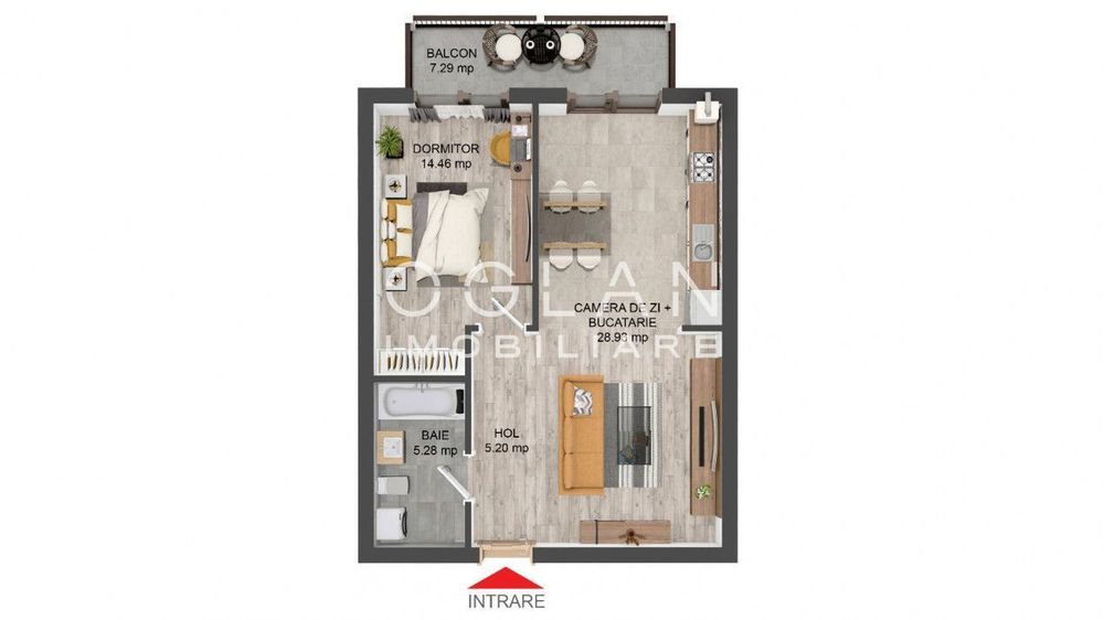 Apartament 2 camere,  54 mp+balcon 8 mp, Pictor Brana Comision 0%