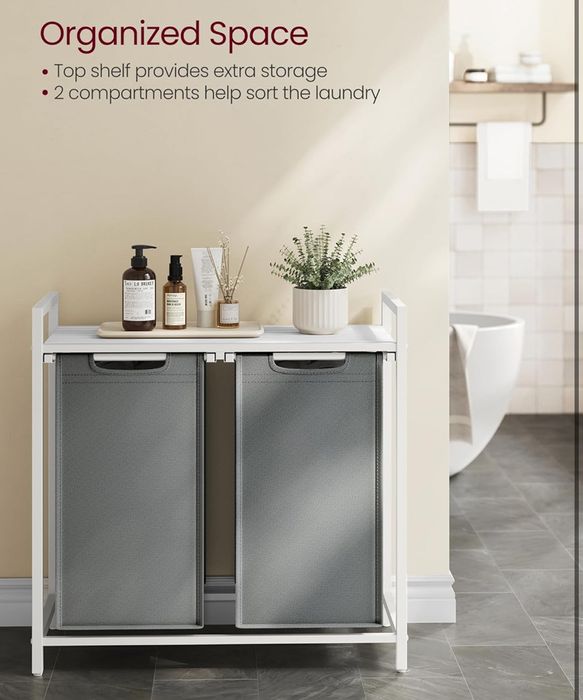 Кош за пране с 2 отделения и рафт